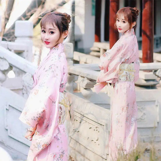 Kimono Japonais Femme Rose Fleuri | Dame Fleur
