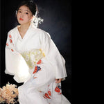 Kimono Japonais Traditionnel Blanc Fleuri - Vignette | Dame Fleur