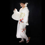 Kimono Japonais Traditionnel Blanc Fleuri - Vignette | Dame Fleur
