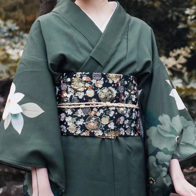 Kimono Long Noir Japonais Fleuri | Dame Fleur