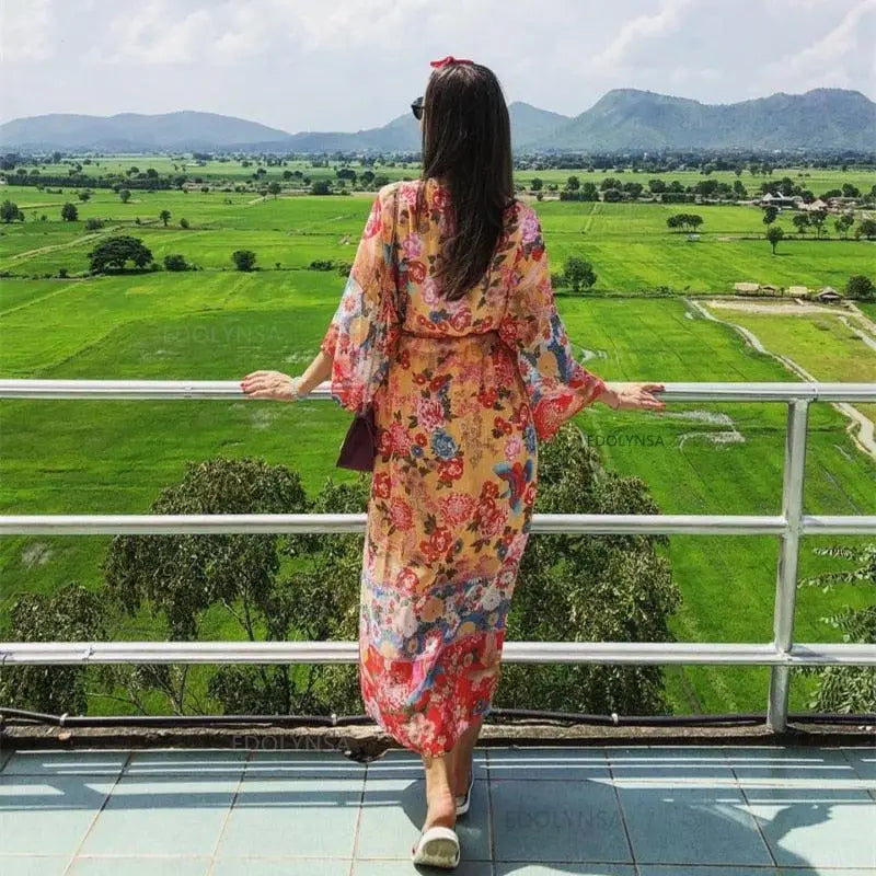 Kimono Plage Fleuri Femme | Dame Fleur