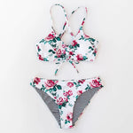 Maillot de Bain Blanc Fleur Rose - Vignette | Dame Fleur
