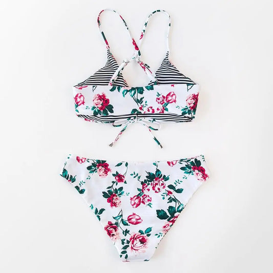 Maillot de bain blanc fleur rose | Dame Fleur