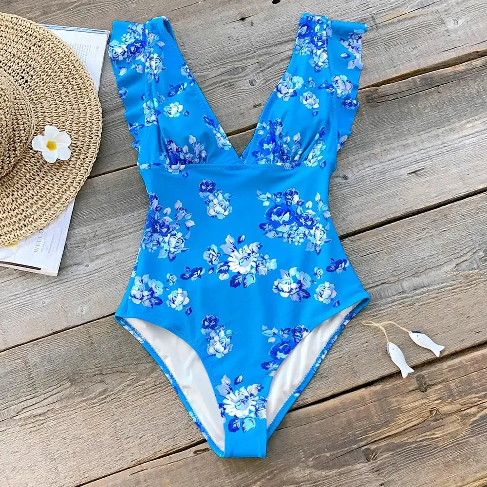 Maillot de bain bleu fleur | Dame Fleur