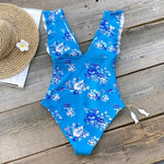 Maillot de Bain Bleu Fleur - Vignette | Dame Fleur