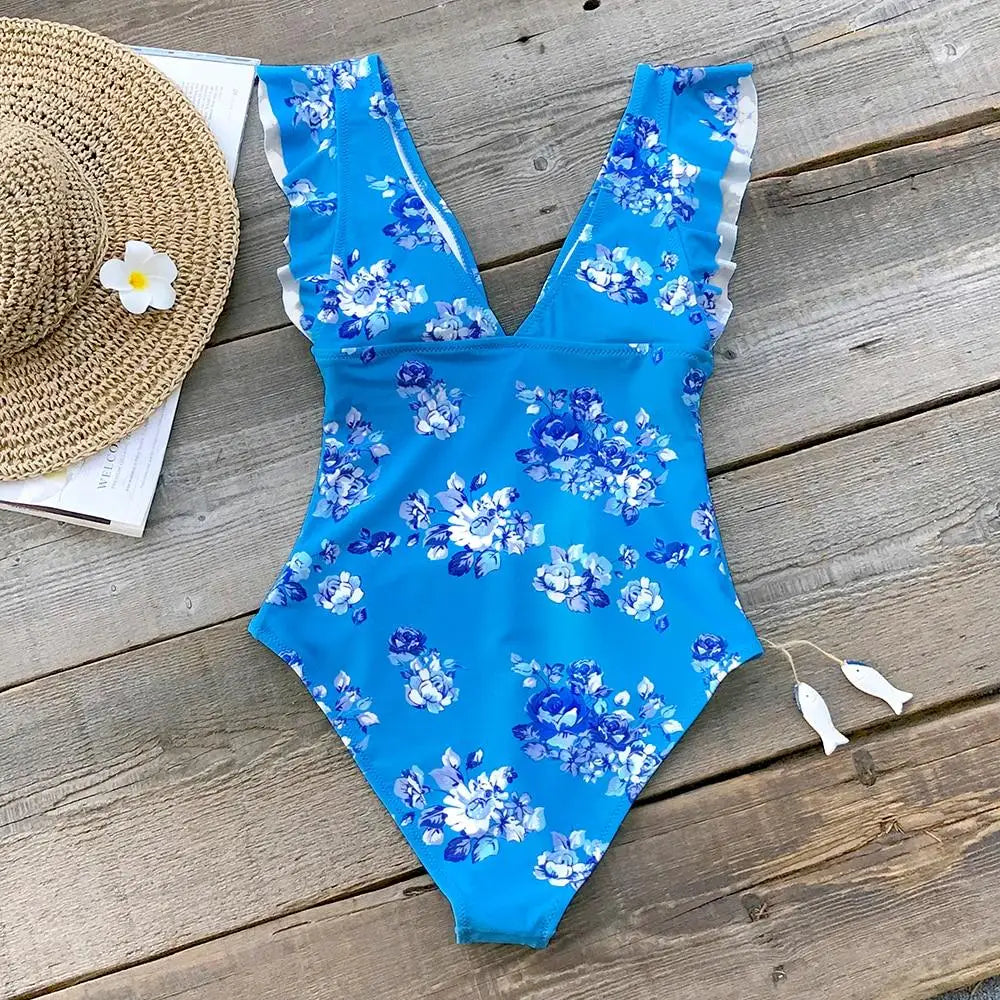 Maillot de bain bleu fleur | Dame Fleur