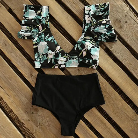 Maillot de bain fleuri volanté | Dame Fleur
