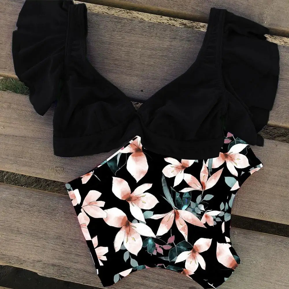 Maillot de bain floral taille haute | Dame Fleur