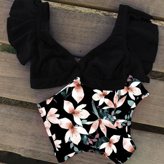 Maillot de bain floral taille haute | Dame Fleur