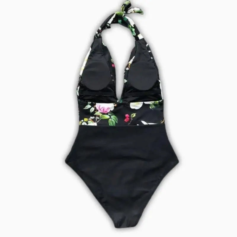 Maillot de bain noir fleuri | Dame Fleur