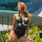 Maillot de bain noir fleuri | Dame Fleur