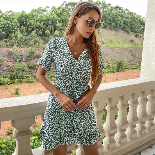Petite Robe Verte Fleurie | Dame Fleur