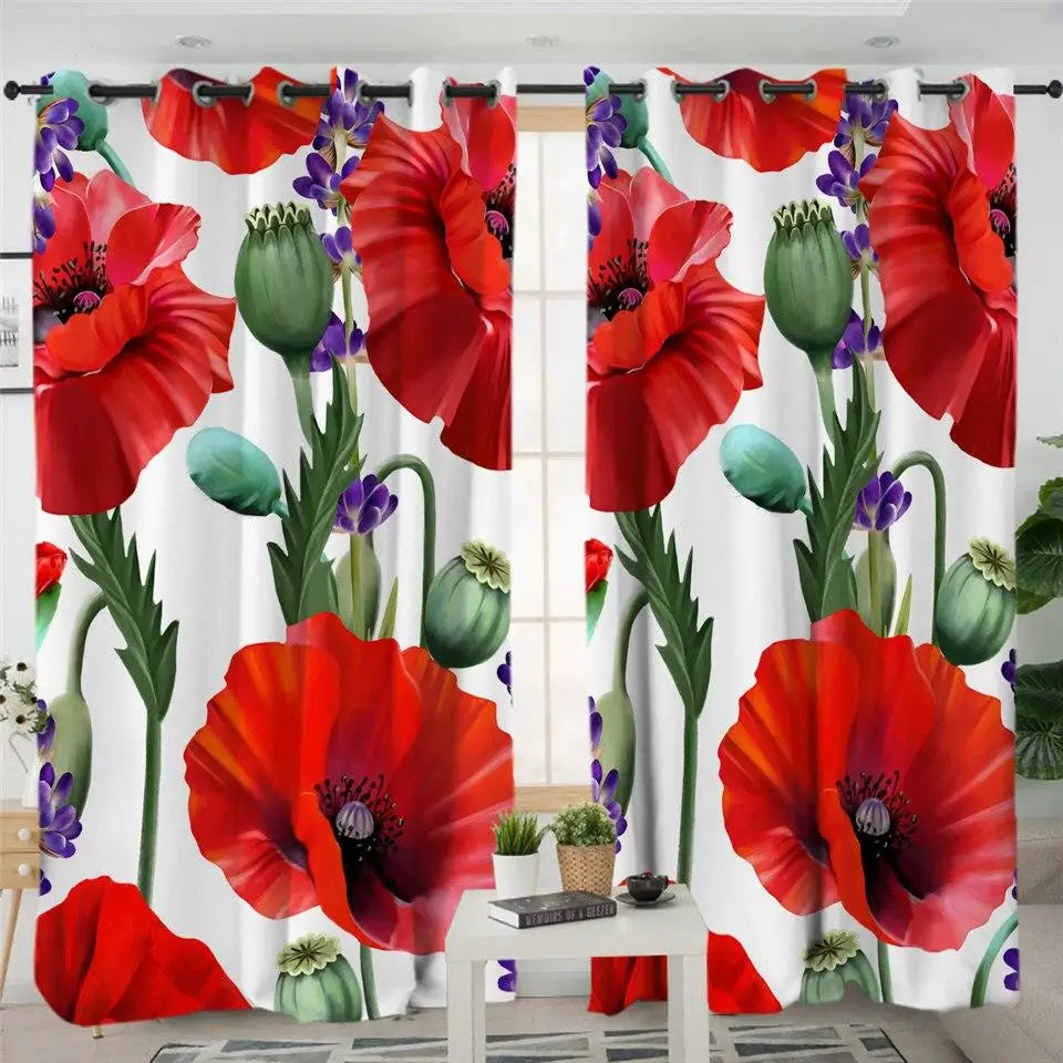 Rideau avec coquelicots | Dame Fleur