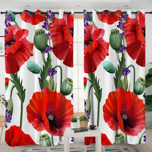 Rideau avec coquelicots | Dame Fleur