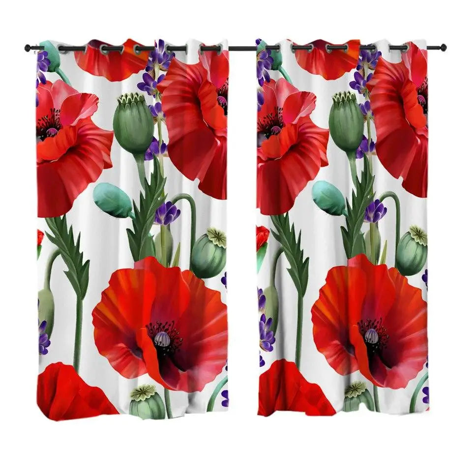 Rideau avec coquelicots | Dame Fleur