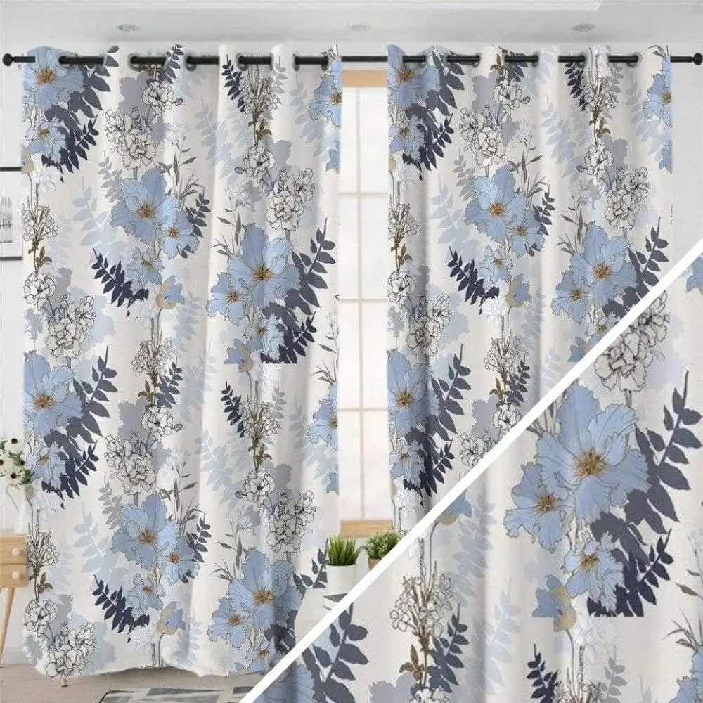 Rideau avec fleurs bleues | Dame Fleur