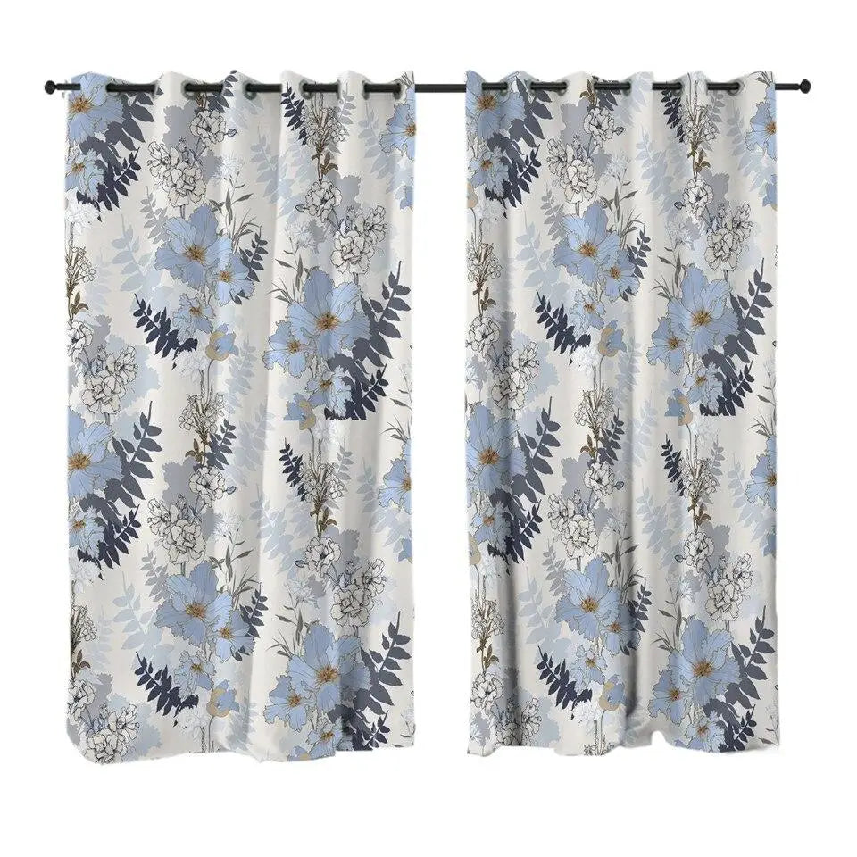 Rideau avec fleurs bleues | Dame Fleur
