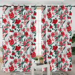 Rideau Blanc avec Fleurs Rouges - Vignette | Dame Fleur