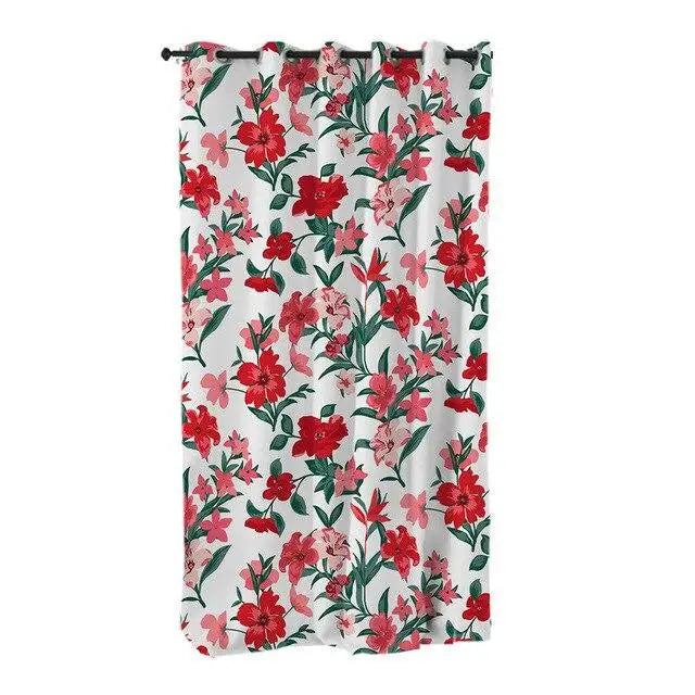 Rideau blanc avec fleurs rouges | Dame Fleur