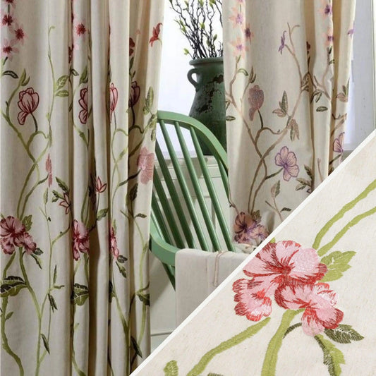 Rideau fleuri beige | Dame Fleur