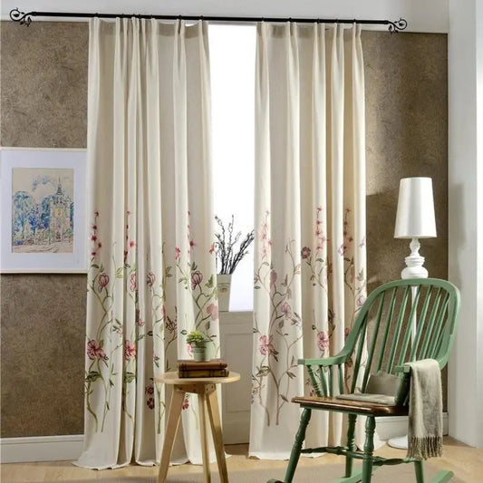 Rideau fleuri beige | Dame Fleur