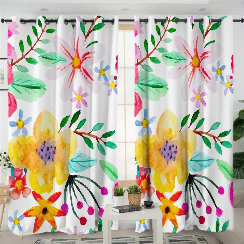 Rideau fleurs multicolores | Dame Fleur