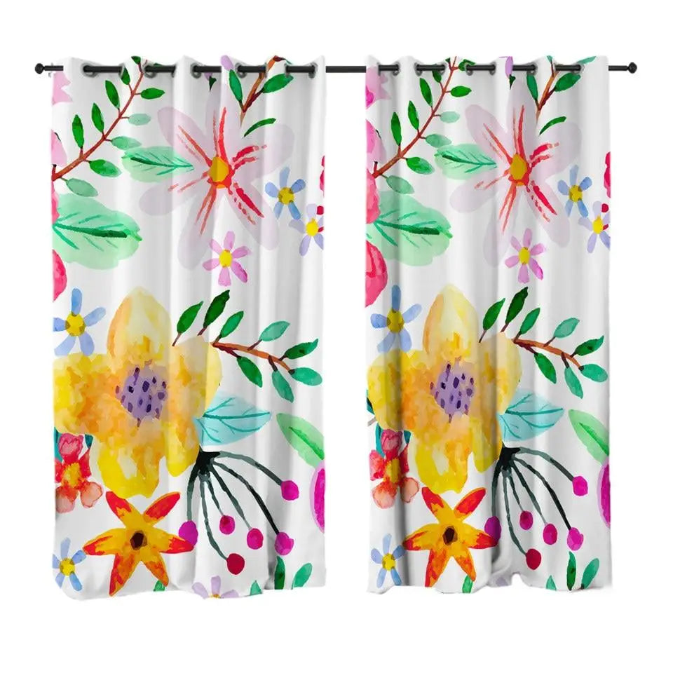 Rideau fleurs multicolores | Dame Fleur