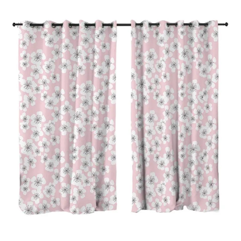 Rideau rose imprimé de fleurs | Dame Fleur