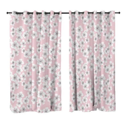 Rideau rose imprimé de fleurs | Dame Fleur