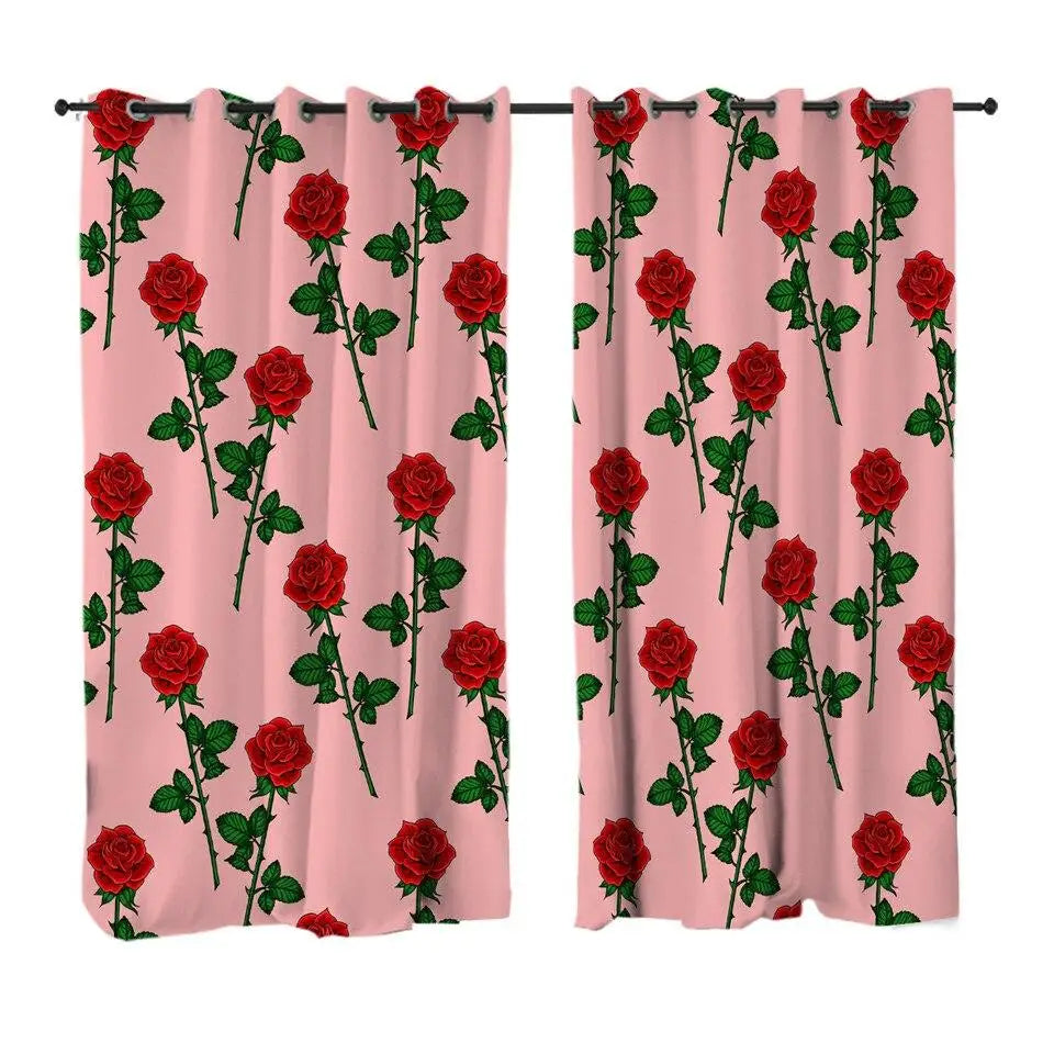 Rideau rose rouge | Dame Fleur