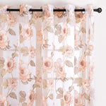 Rideaux avec Voilage Fleurs Oranges - Vignette | Dame Fleur