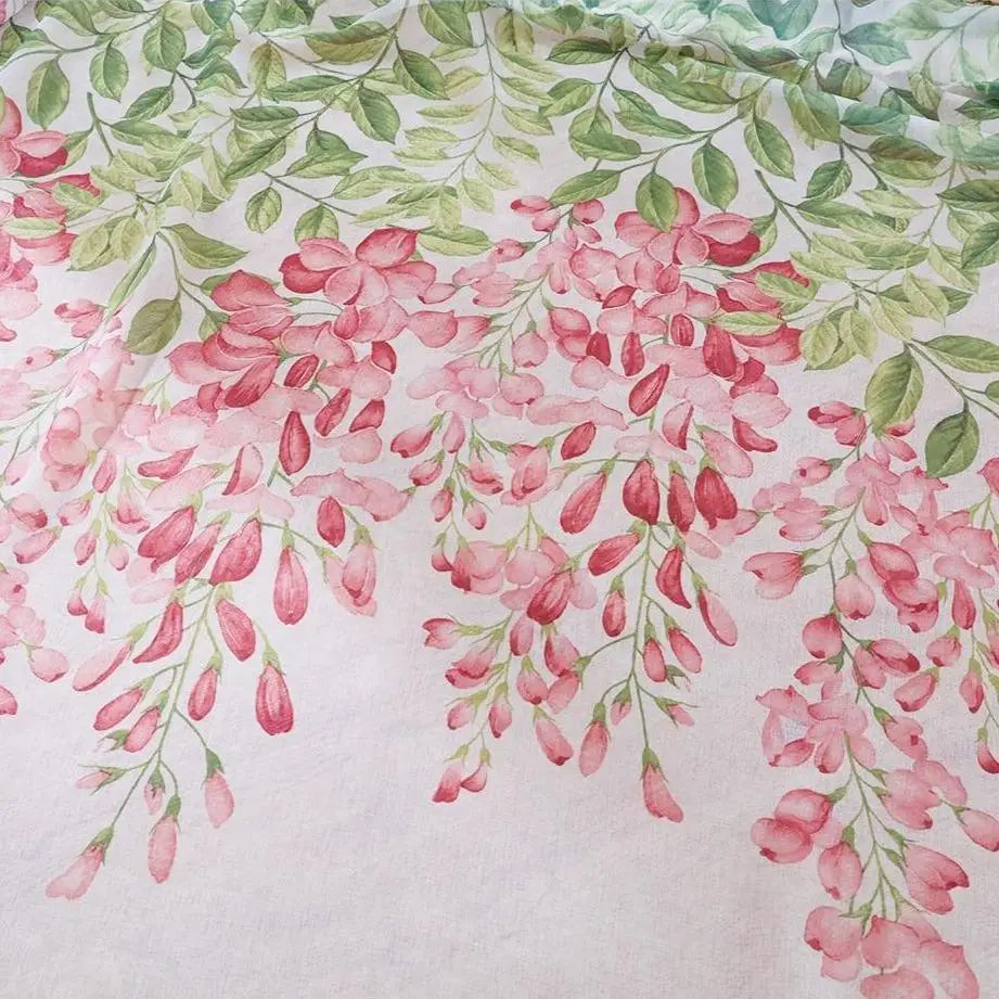 Rideaux blancs avec fleurs rouges | Dame Fleur