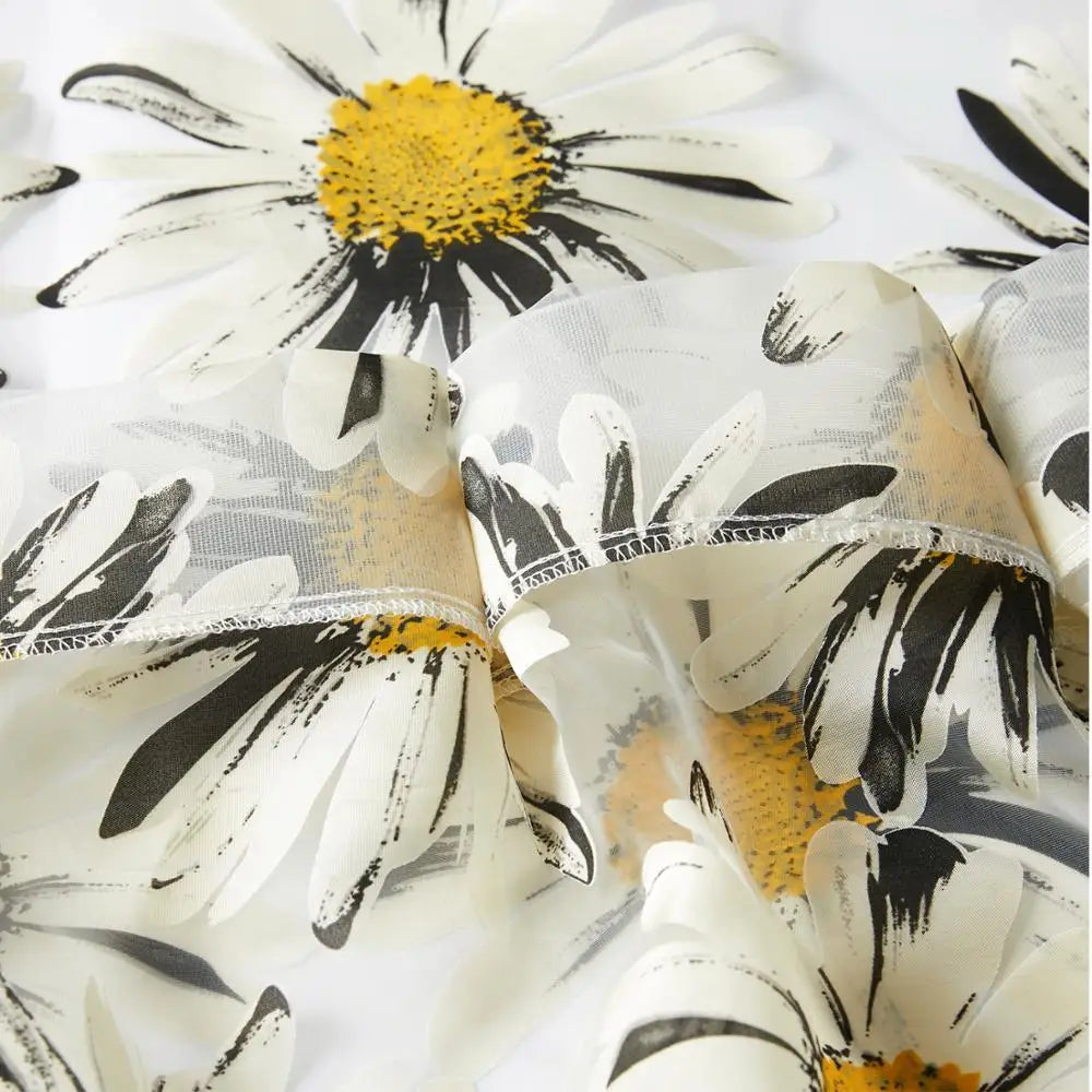 Rideaux fleuris de marguerites | Dame Fleur