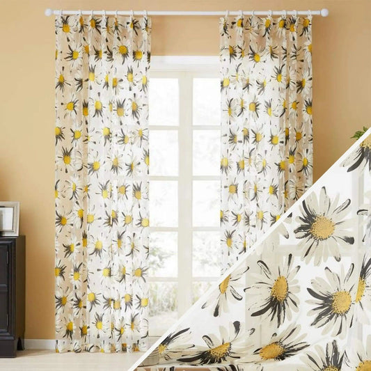 Rideaux fleuris de marguerites | Dame Fleur