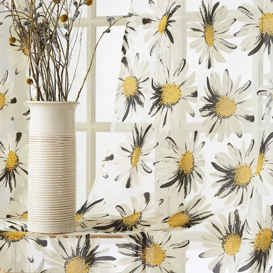 Rideaux fleuris de marguerites | Dame Fleur