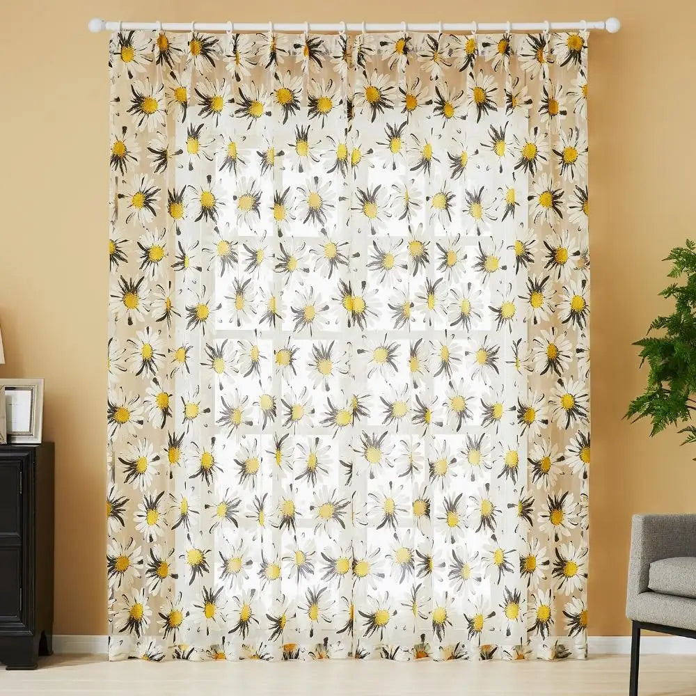 Rideaux fleuris de marguerites | Dame Fleur