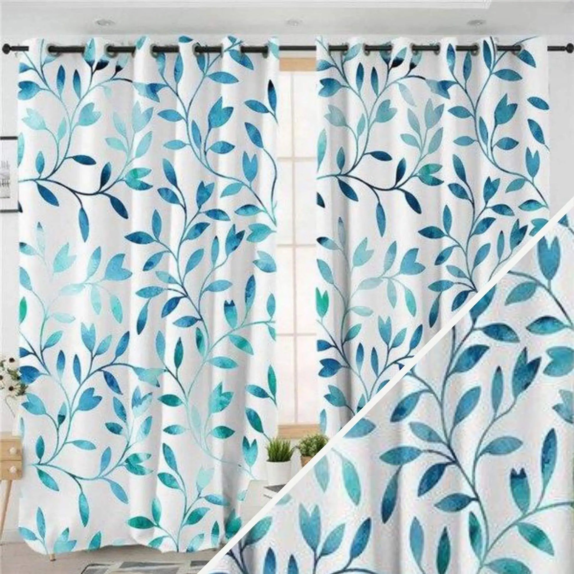 Rideaux fleurs bleues | Dame Fleur