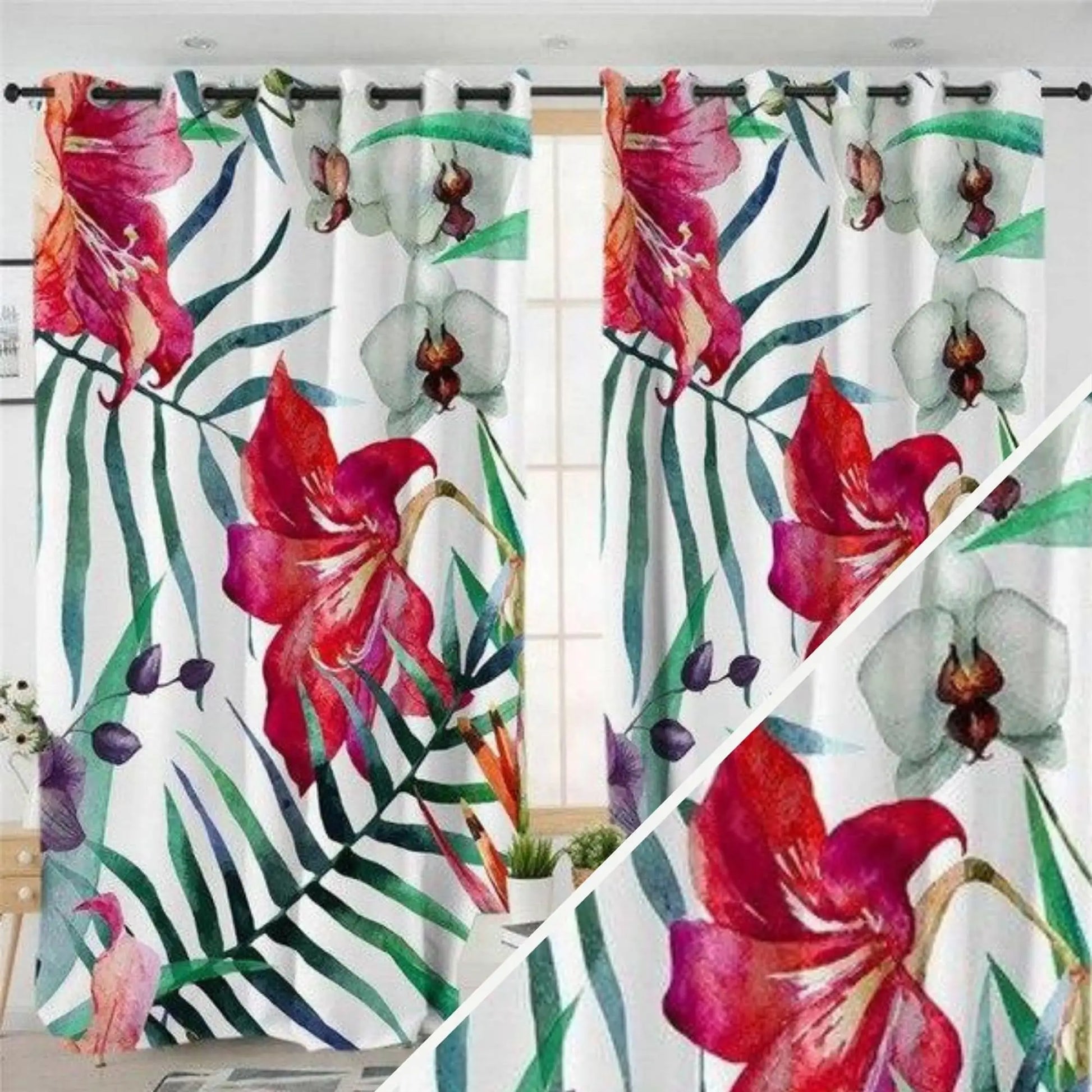 Rideaux fleurs exotiques | Dame Fleur