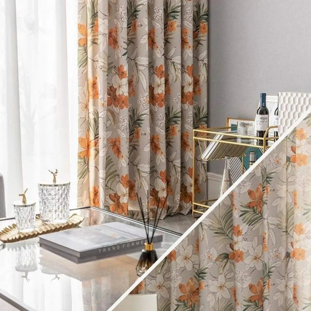 Rideaux fleurs orange | Dame Fleur