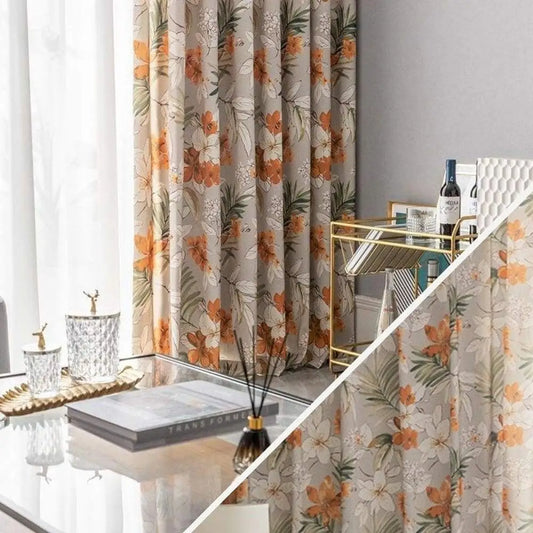 Rideaux fleurs orange | Dame Fleur