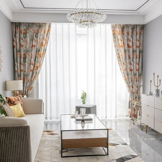 Rideaux fleurs orange | Dame Fleur