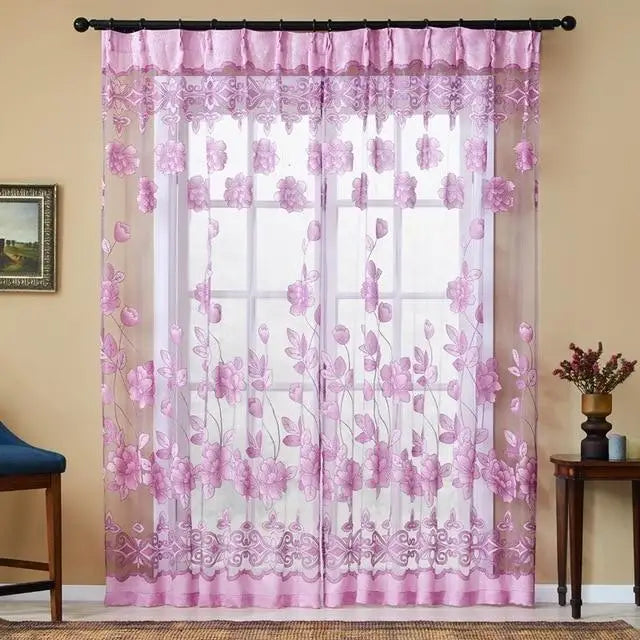 Rideaux roses imprimés fleuris | Dame Fleur