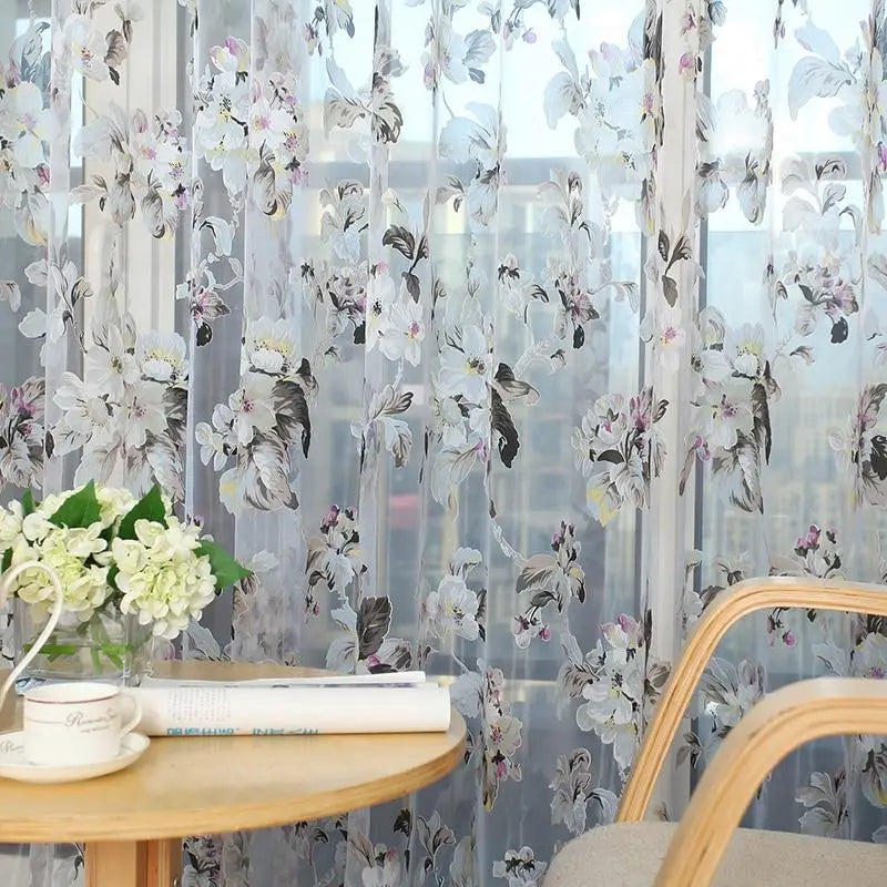 Rideaux transparents fleuris | Dame Fleur