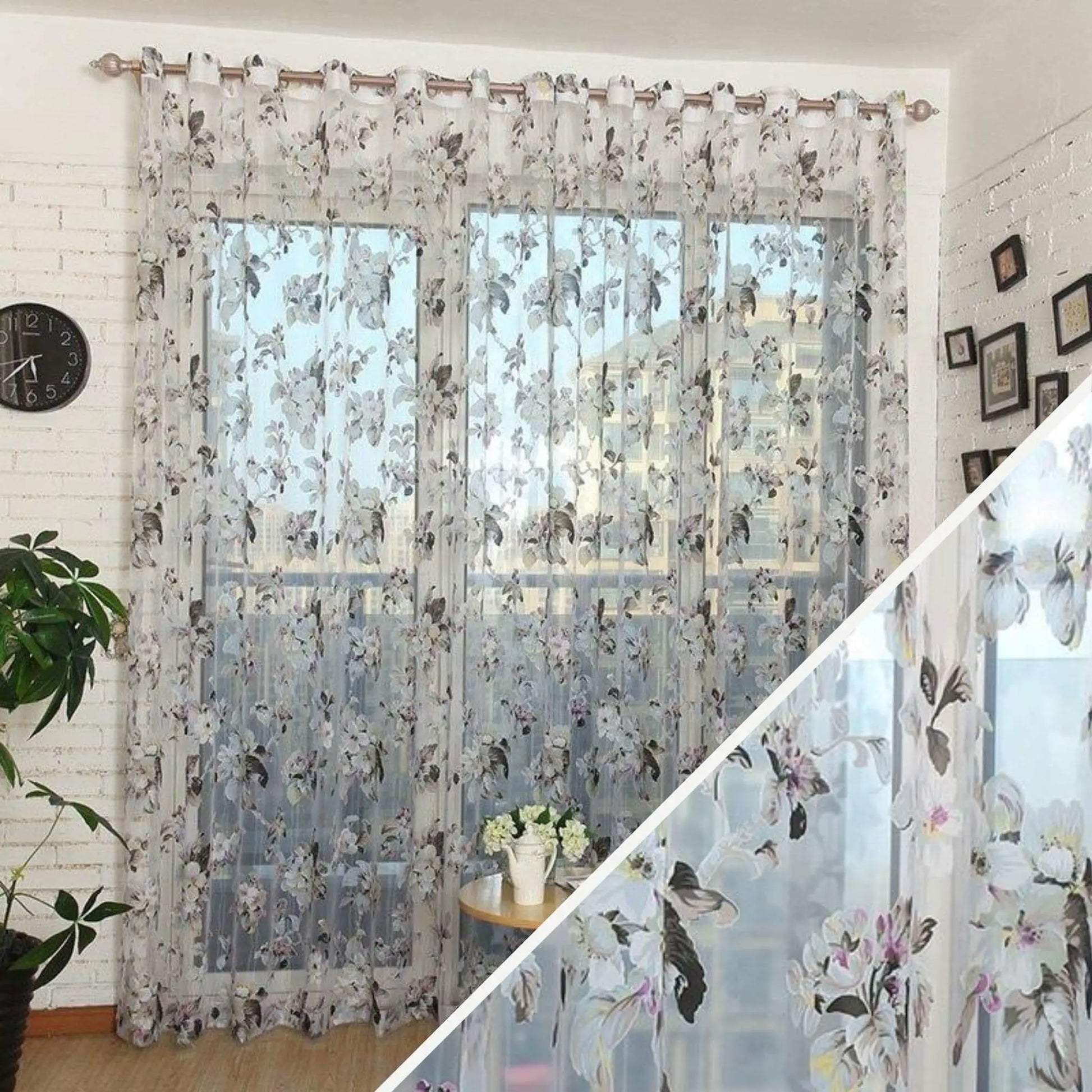 Rideaux transparents fleuris | Dame Fleur