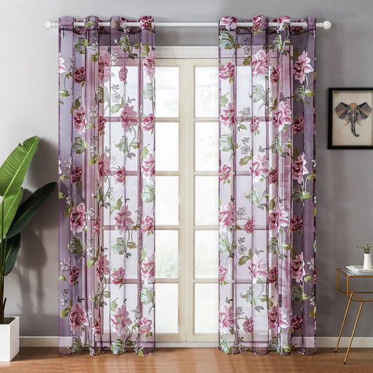 Rideaux voilage fleurs | Fleur&Fleuri