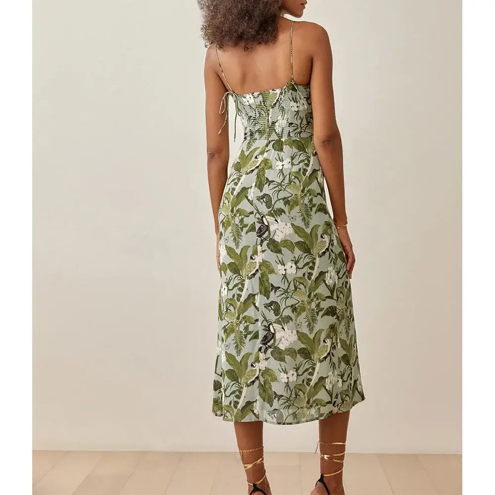 Robe à Bretelles Fleurs Mi-Longue | Dame Fleur