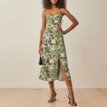 Robe à Bretelles Fleurs Mi-Longue - Vignette | Dame Fleur