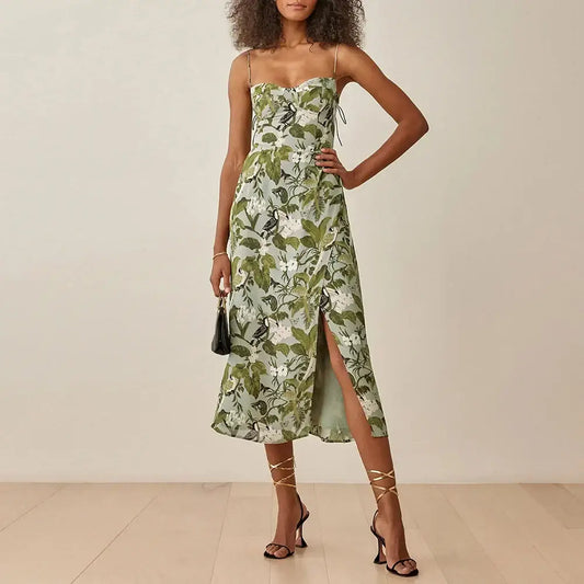 Robe à Bretelles Fleurs Mi-Longue | Dame Fleur