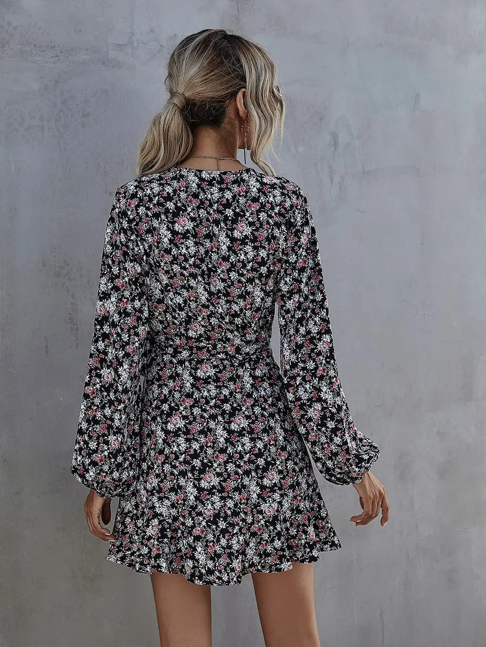 Robe à Fleurs Rouge et Noir | Dame Fleur