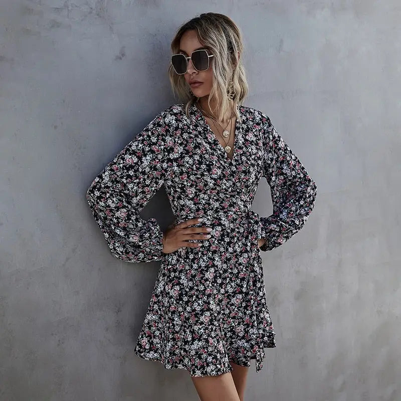 Robe à Fleurs Rouge et Noir | Dame Fleur